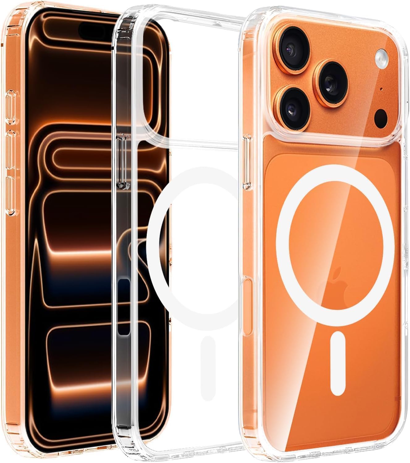 iPhone Transparent MagSafe Case | Anti-Yellow Cover + 4 FREE Gifts (Cable protector + Camera Lens Protector + Tempered Glass + sticky pad)