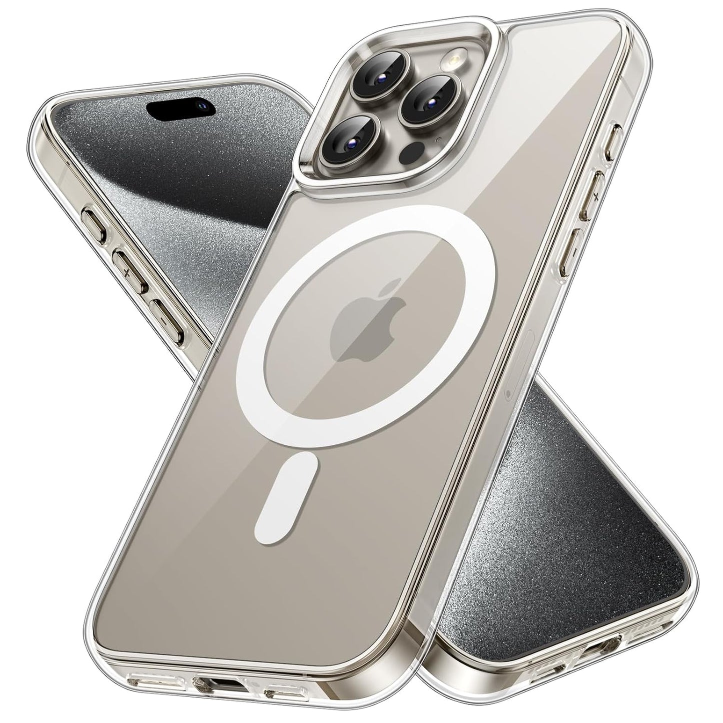 iPhone Transparent MagSafe Case | Anti-Yellow Cover + 4 FREE Gifts (Cable protector + Camera Lens Protector + Tempered Glass + sticky pad)